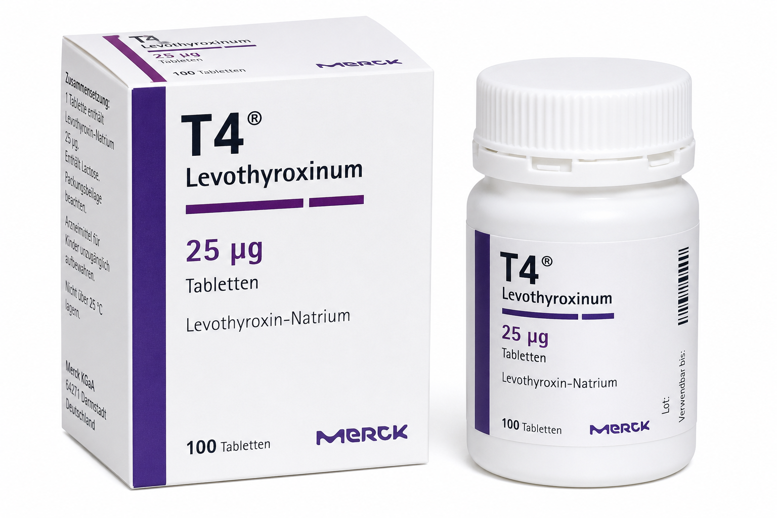 T4 – Levothyroxinum by MERCK Germany 25 mcg 100 tabs